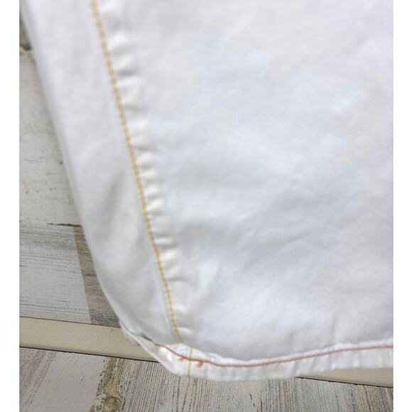 7 For All Mankind Womens 30 White Lightweight Bootcut Pants Yellow Stitching - Picture 4 of 9